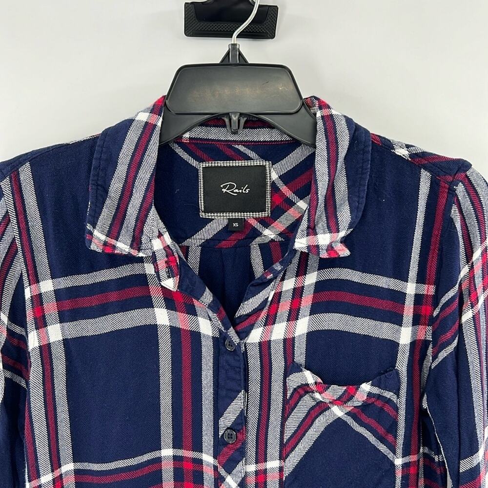 Rails Women's Long Sleeve Button Front Shirt - Navy/White/Red - XS